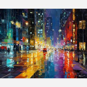 urban, palette knife, oil painting, impasto, textured strokes, vivid colors, expressive art, modern painting, bold composition, dramatic light, color contrast, atmospheric, visual storytelling, contemporary art, creative, illustrative