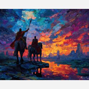 greek, mythology, palette knife, oil painting, impasto, textured strokes, vivid colors, expressive art, modern painting, bold composition, dramatic light, color contrast, atmospheric, visual storytelling, contemporary art, creative, illustrative