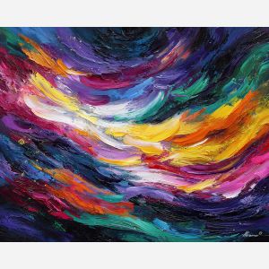 calligraphy, palette knife, oil painting, impasto, textured strokes, vivid colors, expressive art, modern painting, bold composition, dramatic light, color contrast, atmospheric, visual storytelling, contemporary art, creative, illustrative