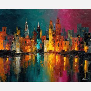 calligraphy, palette knife, oil painting, impasto, textured strokes, vivid colors, expressive art, modern painting, bold composition, dramatic light, color contrast, atmospheric, visual storytelling, contemporary art, creative, illustrative