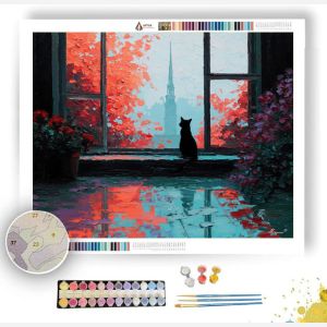 RIGA WINDOW CAT SILHOUETTE - Paint by Numbers Full Kit