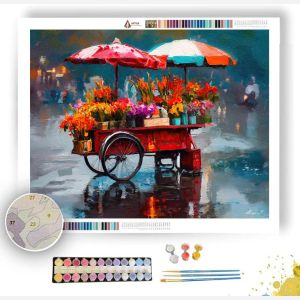 BANGKOK FLOWER CART RAIN - Paint by Numbers Full Kit