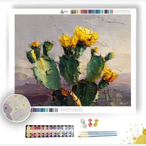 CACTUS WITH YELLOW BLOOM - Paint by Numbers Full Kit