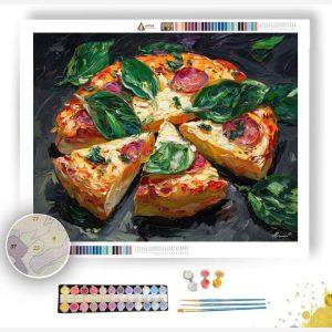 PIZZA WITH BASIL LEAVES - Paint by Numbers Full Kit