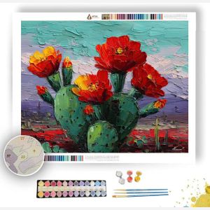 CACTUS WITH RED FLOWERS - Paint by Numbers Full Kit