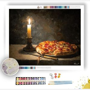PIZZA BESIDE CANDLE - Paint by Numbers Full Kit
