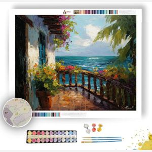 CARIBBEAN BALCONY VIEW - Paint by Numbers Full Kit