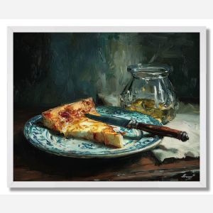PIZZA SLICE NEAR PLATE - FRAMED