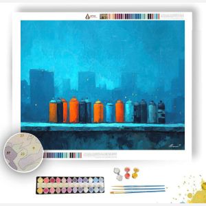 SPRAY CANS AT DUSK QUIET - Paint by Numbers Full Kit