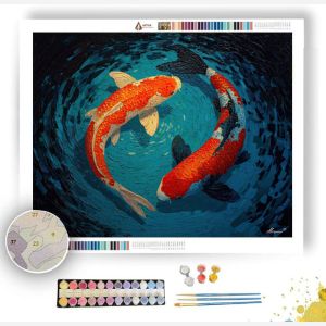 KOI TURNING TOGETHER AT FIRST LIGHT - Paint by Numbers Full Kit