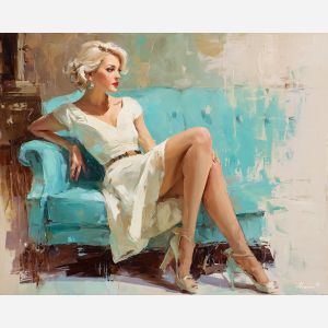 marilyn monroe, a glamorous blonde portrait figure in vintage light at high heel, a classic Hollywood-inspired portrait setting, high heel, cream and platinum with crimson and teal accents, iconic and luminous, foreground subject, impasto texture, textured strokes, atmospheric depth, oil painting, palette knife texture, impasto oil, thick paint, bold brushwork, soft glow, color contrast, layered depth, foreground focus, background gradient