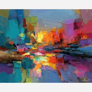 colorful abstract, a colorful abstract composition built around crimson teal sweep, an abstract studio-like picture plane, crimson teal sweep, magenta and teal with saturated rainbow accents, bold and modern, foreground subject, impasto texture, textured strokes, atmospheric depth, oil painting, palette knife texture, impasto oil, thick paint, bold brushwork, soft glow, color contrast, layered depth, foreground focus, background gradient