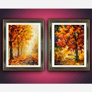 Fall collection - set of 2 mixed media oil paintings
