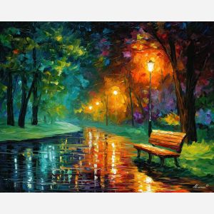 BENCH AFTER RAIN EVENING