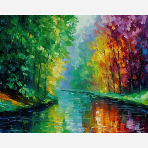 GREEN HOLLOW, a green hollow filled with daylight soft slopes and bright foliage after spring rain vivid Leonid Afremov style mood bol, landscape painting, nature wall art, scenic artwork, oil painting, canvas art, wall art, Afremov style, palette knife texture, colorful landscape, bright scenery, decorative artwork, textured painting, vivid landscape art, gallery wall art, luminous painting, sunlit landscape, daylight scenery, home decor art