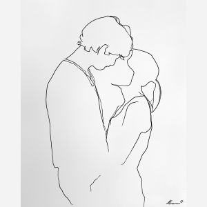 Side Embrace Study, very simple black line art of a side embrace between two people plain white background gentle contour, line art people, minimal figure drawing, black and white figure art, simple line illustration, outline people drawing, canvas art, wall art, minimalist artwork, clean line art, decorative line drawing, modern line art, gallery wall art, home decor art, human contour drawing, white background art, minimal figure art, couple line art, simple people sketch