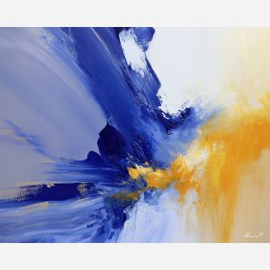 cobalt honey, silver nonrepresentational, fleeting dream art, minimal detail painting, expressive knife marks, large abstract canvas, colorful wall art, nonrepresentational art, soft edge abstraction, impasto wall decor