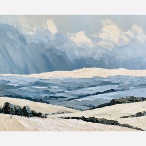 chalk valley, pale rolling, chalk valley art, natural wonder art, abstract landscape decor, bold color landscape, rare landscape art, afremov style landscape, palette knife landscape, thick brush strokes