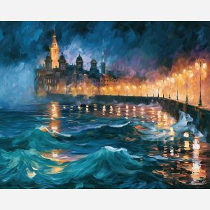 shadowrose seawall, against turquoise, shadowrose seawall art, broad city shapes, minimal detail art, glowing reflections, colorful wall decor, fantasy wall art, no signature art, soft edge cityscape