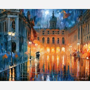 dreamstone court, moonlit made, dreamstone court art, heavy impasto painting, broad city shapes, minimal detail art, glowing reflections, colorful wall decor, fantasy wall art, no signature art
