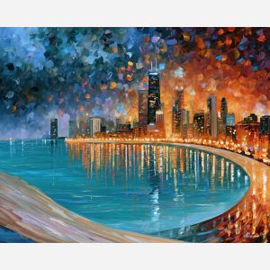 goldrain sandbar, curved between, goldrain sandbar art, soft edge cityscape, rainlit fantasy city, textured oil painting, dream city painting, fantasy cityscape, afremov style art, palette knife city