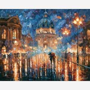 frostbloom library, grand dome, frostbloom library art, colorful wall decor, fantasy wall art, no signature art, soft edge cityscape, rainlit fantasy city, textured oil painting, dream city painting