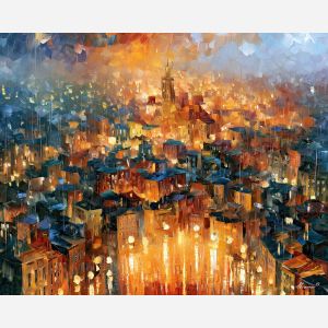 echo maze, like compressed, echo maze art, textured oil painting, dream city painting, fantasy cityscape, afremov style art, palette knife city, thick brush strokes, heavy impasto painting