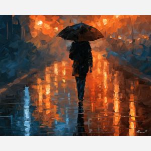 umbrella shadow, dark wet, umbrella shadow art, unrecognizable figure, people oil painting, palette knife portrait, thick brush strokes, hidden face art, silhouette painting, contour figure art