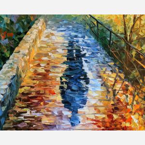bridge shadow, cast across, bridge shadow art, faceless figure, expressive wall art, textured oil painting, afremov inspired, minimal detail art, mysterious figure, shadow figure art