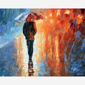 rain backview, rain backview art, unrecognizable figure, people oil painting, palette knife portrait, thick brush strokes, hidden face art, silhouette painting, contour figure art, faceless figure