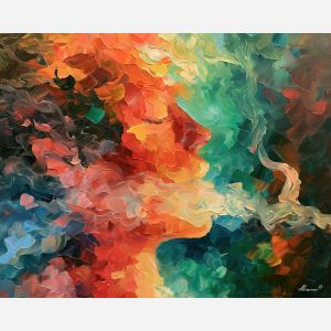 smoke profile, dissolving like, smoke profile art, mysterious figure, shadow figure art, back view painting, unrecognizable figure, people oil painting, palette knife portrait, thick brush strokes