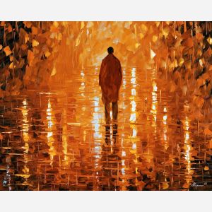 golden back, facing surrounded, golden back art, minimal detail art, mysterious figure, shadow figure art, back view painting, unrecognizable figure, people oil painting, palette knife portrait
