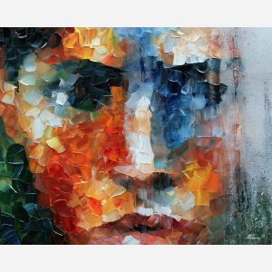 frosted fully, blurred glass, frosted face art, minimal detail art, mysterious figure, shadow figure art, back view painting, unrecognizable figure, people oil painting, palette knife portrait