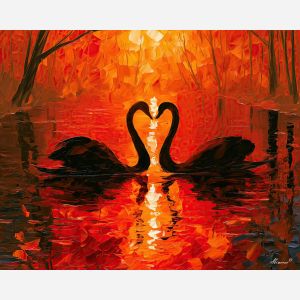 swans open, quiet door, swans open a quiet door art, animal silhouette, fantasy animal painting, palette knife animal, thick brush strokes, glowing wall decor, minimal detail art, afremov inspired