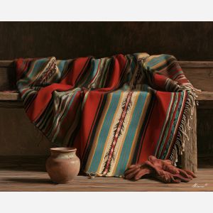 Saltillo serape painting, Coahuila textile art, Mexican state decor, oil painting, Mexican woven blanket art, traditional textile painting, cultural wall decor, regional craft art, Saltillo wall art, Mexican heritage decor