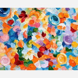 mat daisylight, dice whimsical, mat of daisylight art, colorful home art, hobby room art, textured oil art, whimsical hobby art, craft table art, playful still life, palette knife art