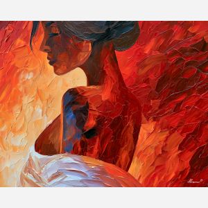 the turn of her neck, abstract sensuality art, single woman painting, woman neck and shoulder, elegant turn, palette knife art, decorative painting, textured oil painting, afremov inspired, 5:4 painting