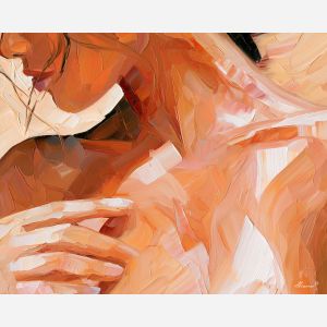 a quiet collarbone, abstract sensuality art, single woman painting, collarbone and shoulder line, soft painterly light, palette knife art, decorative painting, textured oil painting, afremov inspired, 5:4 painting