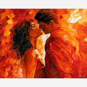 the line of affection, abstract sensuality art, subtle attraction, line between figures, affection, palette knife art, decorative painting, textured oil painting, afremov inspired, 5:4 painting