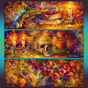 Set of 3 stretched paintings - Mystical Halloween