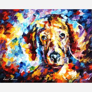 dog painting artist, lovely dog, dog leonid afremov