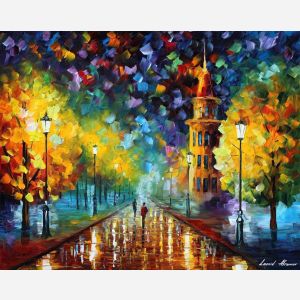 Leonid Afremov, oil on canvas, palette knife, buy original paintings, art, famous artist, biography, official page, online gallery, large artwork, impressionism, landscape, park, walk,