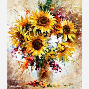 HAPPY SUNFLOWERS  — stretched