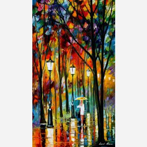 Leonid Afremov, oil on canvas, palette knife, buy original paintings, art, famous artist, biography, official page, online gallery, large artwork, impressionism, landscape, park, walk,