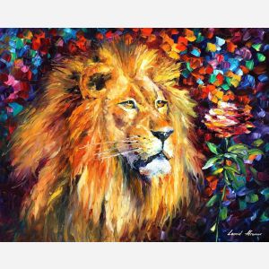 framed artwork, lion painting
