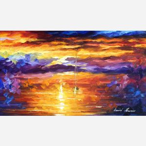 LAKE OKEECHOBEE - SUNSET FISHING — PALETTE KNIFE Oil Painting On Canvas By  Leonid Afremov - Size 24x30 (60cm x 75cm)