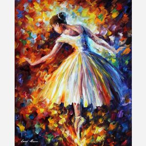 Leonid Afremov, oil on canvas, palette knife, buy original paintings, art, famous artist, biography, official page, online gallery, large artwork, girl, dance,  ballerina, ballet, white dress