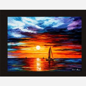 Leonid Afremov, oil on canvas, palette knife, buy original paintings, art, famous artist, biography, official page, online gallery, large artwork, fine, water, boat, sea, scape, pier, dock, night, calm, yachts, harbor, shore, rest, ship, regatta