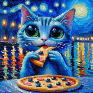 CAT EATING PIZZA