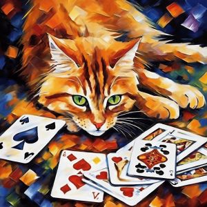 CARD PLAYING CAT